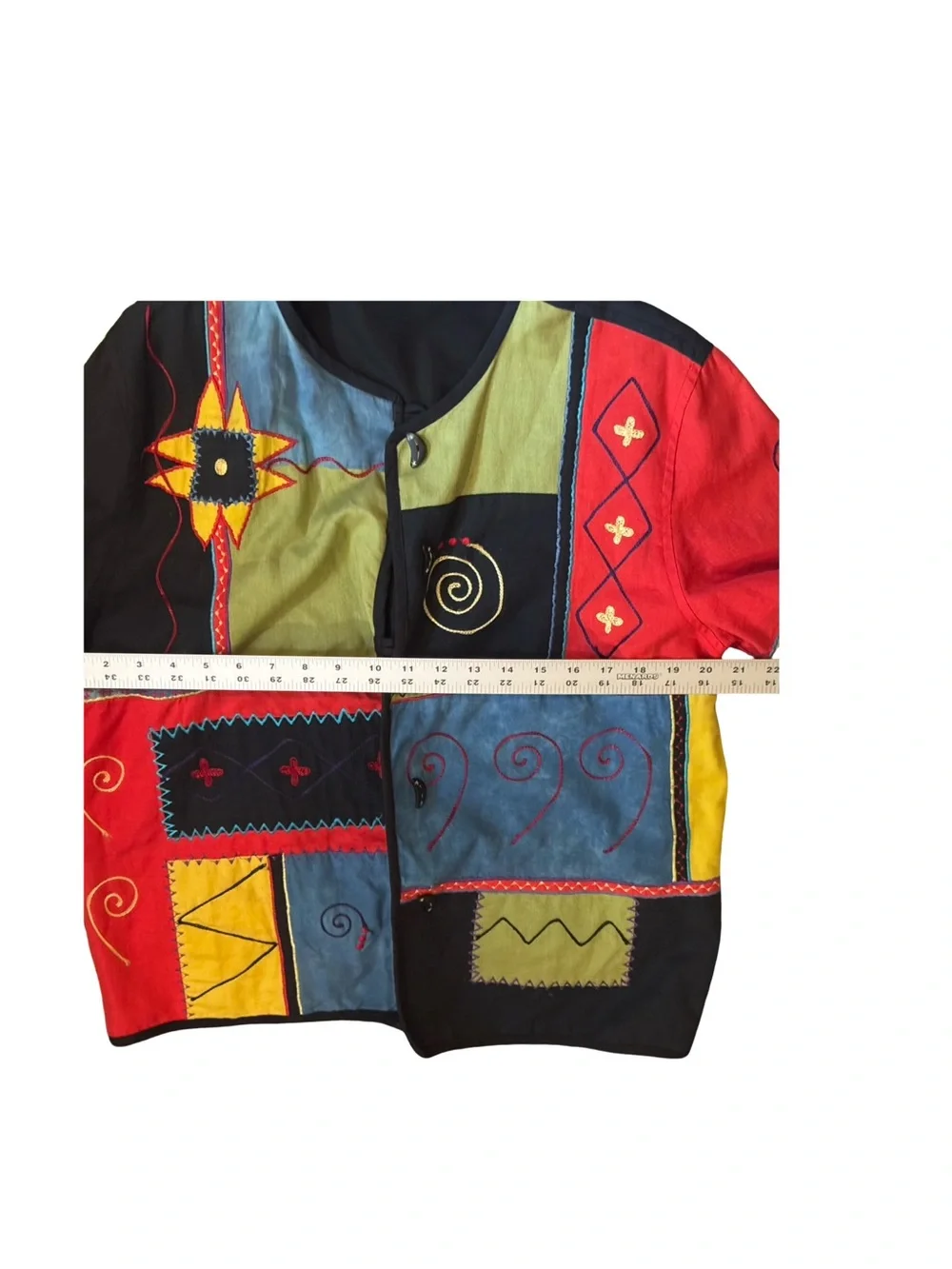 Vintage 90s Art-to-wear Patchwork embroidered Jacket/Women's Sz XL